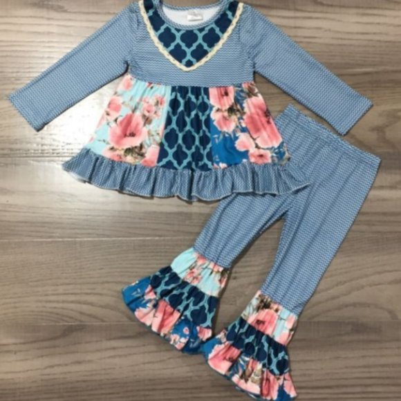 Matching Sets Boutique Girls Long Sleeve Tunic Dress Ruffle Leggings